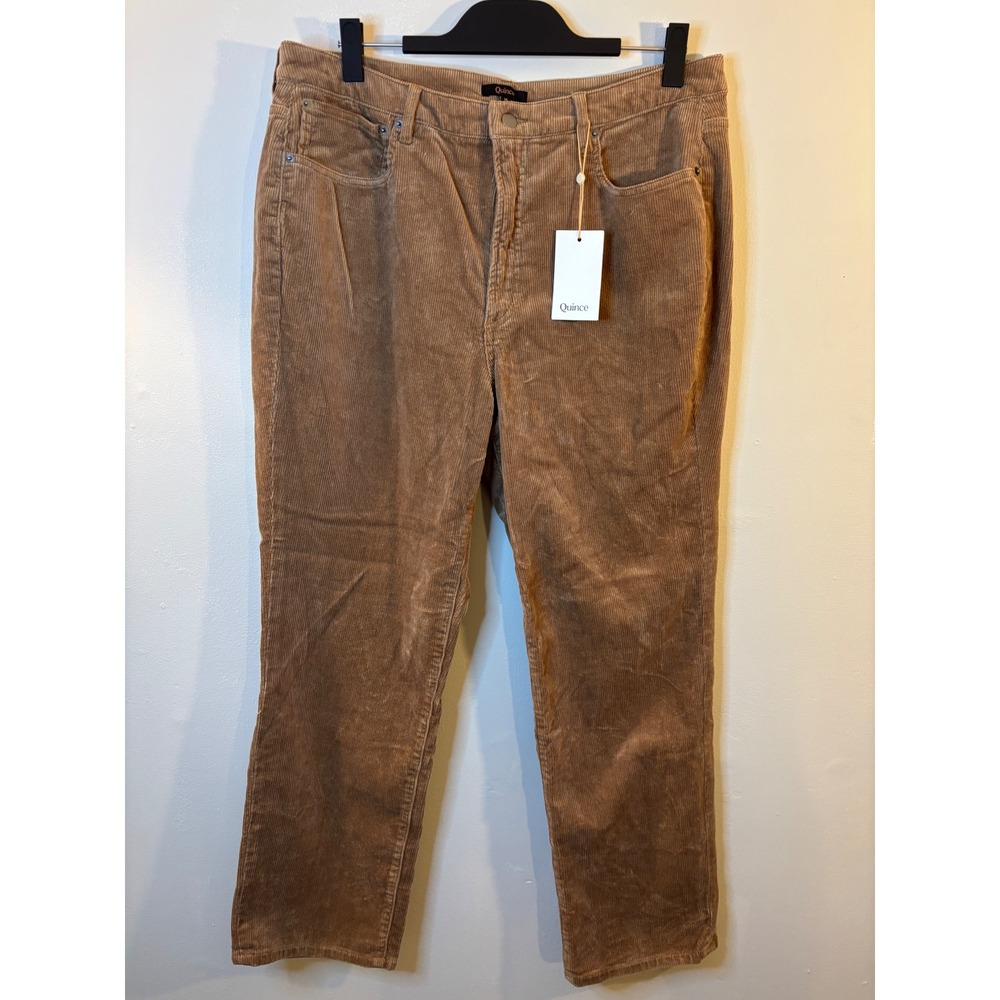 New Quince Organic Stretch Corduroy Straight Leg Pants 16 Warm Brown
